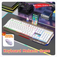 Keyboard dan Mouse Gaming Mekanis Set Keyboard dan Mouse Berkabel Keyboard dengan Lampu Latar Warna