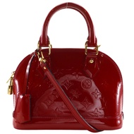 LOUIS VUITTONAlma BB 手提包，兩用單背包，M91606，Monogram Vernis 漆皮，Pomme d'Amour 色，2013 年款，紅色，MI3103，斜挎/手提包，兩用