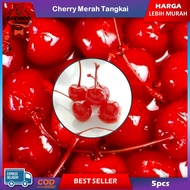 CHERRY Merah Tangkai (Per 5pcs) Buah Ceri Fresh GOOD QUALITY - FREE CUP Packaging