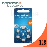 ถ่านเครื่องช่วยฟัง เบอร์13 Renata A13 PR48 แบตเตอรี่เครื่องช่วยฟัง ถ่านใส่เครื่องช่วยฟัง (1แพ็ค6ก้อน