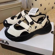 Fila FUSION Street Wear Conch Anti-slip Wear-resistant Sports Sandals Outdoor Hiking Shoes Women's Shoes Black White