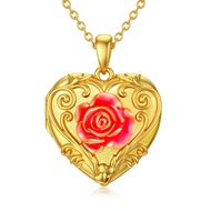 SOULMEET Sunflower/Rose/Daisy Heart Locket Necklace That Holds Pictures Keep Someone Near to You Ste