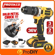 EK-MI36I Pro'EKCO CORDLESS Drill 36V Screwdriver With Hammer 3 Mode 2 Speed 3 in 1 Impact Drill Alat Tebuk Kayu Simen