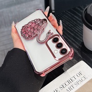Casing for Samsung S24FE S23FE S21FE Cover Luxury Plating Swan Diamond Stand Phone Case for Samsung 