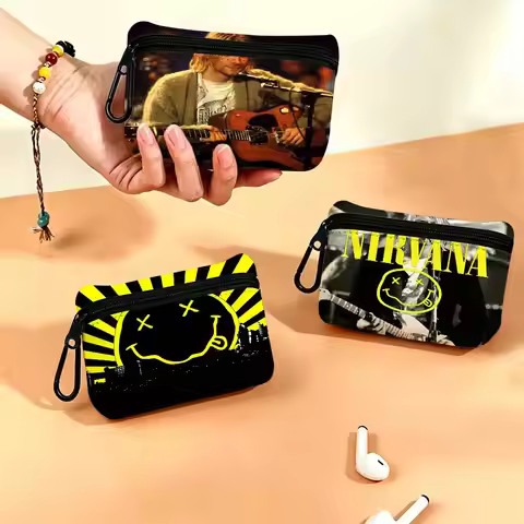 Band N-Nirvana Multifunctional Oxford Cloth Small Pouch With Hook Mini Coin Wallet Earbud Storage Ba