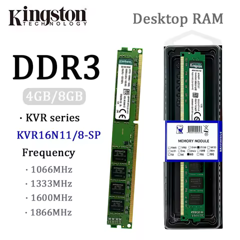 DDR3 KVR series Desktop computer memory 8GB 4GB 1066 1333 1600 1866MHz RAM module for PC KVR16N11/8-