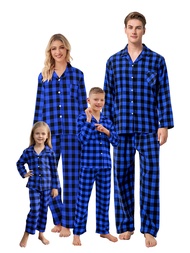 Matching Family Christmas Pajamas Set Long Sleeve Holiday Warm Sleepwear Couple Button Down Pjs Set