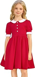 Kids 1950s Vintage Dresses for Girls 50s Outfits Doll Collar Retro 50's Tea Party Audrey Hepburn Roc