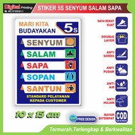 5S standard writing sticker, smile service, customer, salam, sapa, sopan, satun, buyer service stick