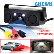 GHEWH 3 in 1 Car Parking Sensor Car Reverse Backup Rear View Camera with 2 Radar Detector Sensors Indicator Buzzer Alarm Car Camera REHNF