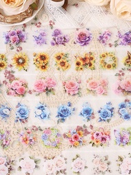 1 Roll/6 Rolls, Butterfly Flower Pattern Stickers, Personalized PET Waterproof Stickers-DIY Handbook