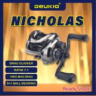 Deukio Nicholas DC2000 Drag Clicker BC Deukio Paling Mantap Ratio 7.0:1 5+1BB 10KG Max Drag Ready St
