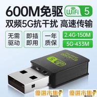 咖咖優選!免驅動USB無線網卡千兆5G臺式機電腦wifi網絡信號發射器接收器