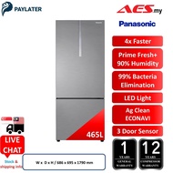 PANASONIC NR-BX471CPSM 2 DOOR 465L PRIME FRESH+ BLUE ECONAVI INVERTER BOTTOM FREEZER FRIDGE -GLOSSY SILVER STEEL