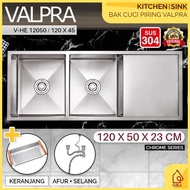 Bak Cuci Piring 2 Lubang Valpra 120 X 50 Sus304 / Kitchen Sink 12050