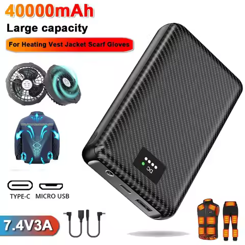 Ranwomen 30000/40000mAh Powerbank for Heated Vest Jacket External Battery for Cool Fan for Cooling V