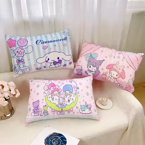 Cartoon Pillowcase Little Twin Stars Kuromi My Melody Cinnamoroll Pillow Cover Cushion Case Sofa Bed