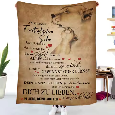 German To My Daughter Son Letter Gift HD Blanket, Soft Throw Blanket for Home Bedroom Bed Sofa Picni