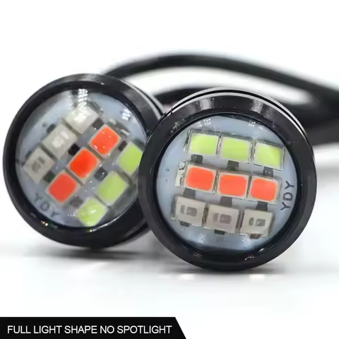 1Pair Motorcycle 23mm Eagle Eye RGB Lights Turn Signal Daytime Signal Light Running Lamp Fog Lamp An
