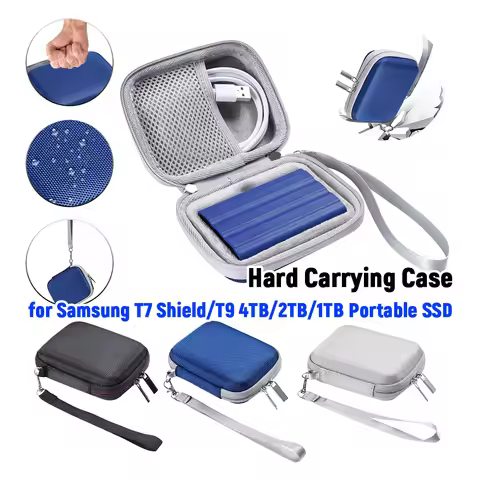 EVA Hard Carrying Case Anti-Scratch Travel Storage Bag with Hand Strap for Samsung T7 Shield/T9 4TB/