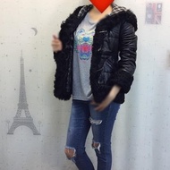 BURBERRY BLUE LABEL黑色連帽皮衣38