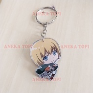 GANTUNGAN AOT Keychain Eren Mikasa Levi Armin Anime Acrylic Keychain - Various Hats