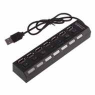 7 ports USB Hub High Speed 2.0 Hub Powered Splitter With Switch 480Mbps On/Off Switch For PC