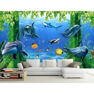 Customb 3d wallpaper TV background 3d ocean wallpaper mural window rose Home Decoration 3d dolphin w