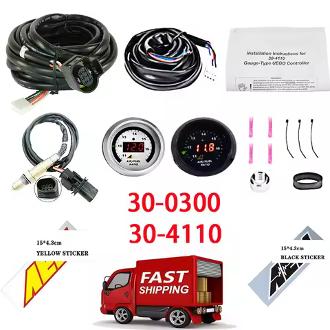 for AEM Wideband Gauge 30-4110 30-0300 X-series AFR O2 UEGO Air Fuel Ratio gauge Kit 2 1/16",with LS