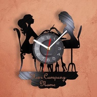 Nail Salon Nail Art LED Vinyl Record Wall Clock with 7 Colors Changing Hanging Night Light Wall Cloc