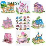 NAESV 3D Castle Airplane Assembly Model, Building Model 3d Puzzles, Cartoon Cardboard Airplane Paper