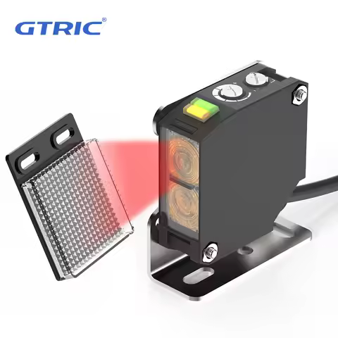 GTRIC Photoelectric Sensor E3JK-RR12 Retro-reflective 24-240V DC/AC Universal Relay Output Square Op