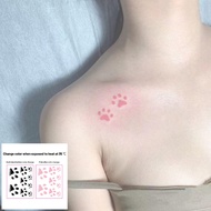 Cute Pink Cat Paw Tattoo Sticker Thermochromic Cat Paw Tattoo Sticker Waterproof Heat-changing Color