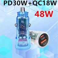 Car Charger Fast Charger 48W Dual Port Car Charger Smart PD Transparent Car Charger Super Fast Charg