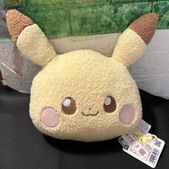 Takara Tomy 寶可夢 Pokepeace 系列皮卡丘比卡超大頭造型蓬鬆柔軟毛巾質感抱枕咕𠱸