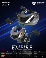 รอกหยดน้ำ PIONEER EMPIRE มีทั้งหมุนขวาและหมุนซ้าย รอบ 7.3:1 กำลังเบรค 8 kg ระบบหน่วงแม่เหล็ก ควบคุมง