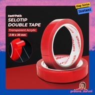 [PD] TaffPACK Double Tape Transparent Acrylic 30mm3m - HL878 - Red