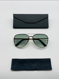 แว่นกันแดด GAMT 60mm. Vintage สีเหลือบเขียว Clear Aviator SunglassesMirrored Lens Designer Women Sun