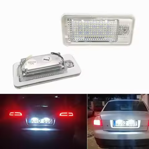 2PCS Rear LED License Plate Light For Audi A3 S3 8P A4 S4 B6 B7 A6 C6 S6 A8 S8 Q7 RS4 RS6 Plus Avant