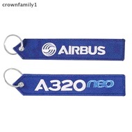 (crownfamily1) 1Pc Airbus Keychain Phone Straps Embroidery A320 Aviation Key Ring Chain for Aviation