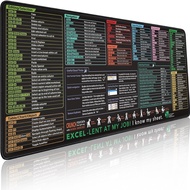 Shortcut Mousepad Desk Pad, Excel Mouse Pad with Formulas, Large Excel Cheat Sheet Desk Pad, Compute