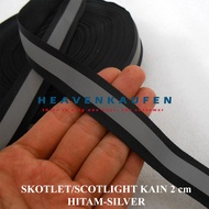 Pita Reflektif Skotlet Lebar 2 cm Hitam - Silver Harga Per 2 Meter