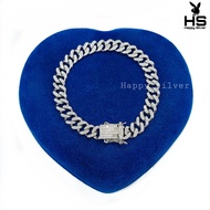 Gelang Tangan Pria Wanita Perak Asli Silver 925 Lapis Emas Putih model Rantai Sisik Naga Permata - P