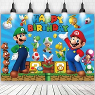 Super Mario Party Background Fabric Banner 150x100cm Birthday Party Decoration Wall Decoration, Background Fabric