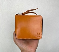 駝色植鞣皮銀包 男士短夾 拉鍊多功能錢包 真皮皮夾 免費刻字