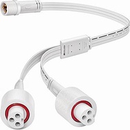 Y-Splitter Permanent Outdoor Lights Extension - 1 Male to 2 Female 3 Pin Splice Kit Cable Connector 