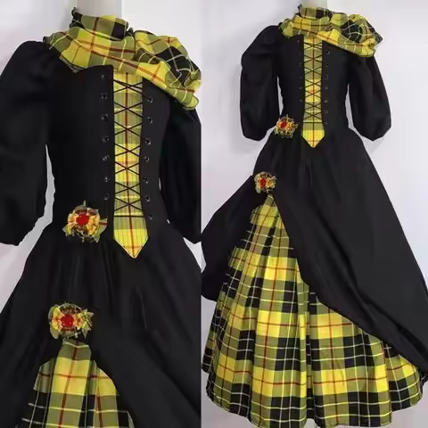 Custom Outlander Claire Fraser Scottish Dress Costume Crawford Ancient Tartan Plaid Highland Dress W