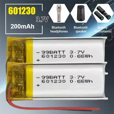 3.7V 601230 200mAh Lipo Battery 601230 Polymer Li Ion Batteries for LED Light Smart Recorder Handhel
