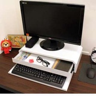 鐵製烤漆桌上型鍵盤+抽屜置物架/ 螢幕架/鍵盤架/文具收納(兩色可選)
