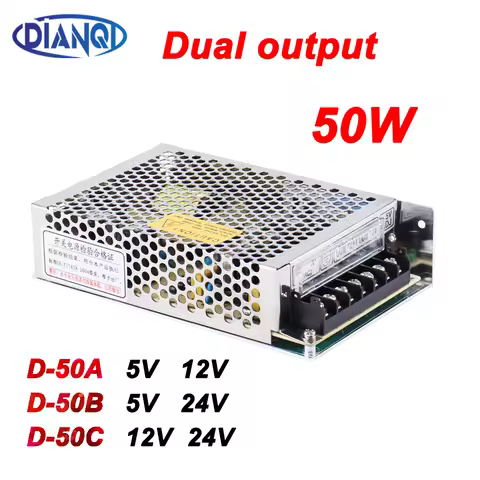 Dual output ac dc converter switching power supply 50W D-50A 5V 12V power suply D-50B 5V 24V D-50C 1